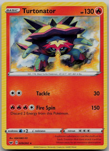 Turtonator 029/202 Rare SWSH01: Sword & Shield Base Set LP Pokemon