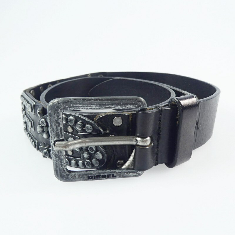 小物 00s Archive DIESEL EndStuds Belt 85cm 34 Diesel Men 00S Archive Brown Leather Belt Studs Grunge Size