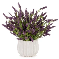 ENOVA FLORAL Silk Lavender Flowers in Vase, Artificial Lavender Flowers with ...