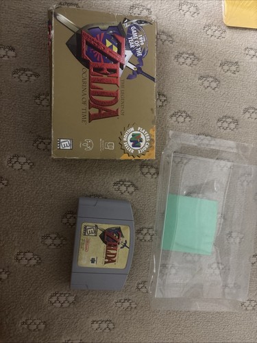 1998 N64 THE LEGEND OF ZELDA OCARINA OF TIME PLAYERS CHOICE BOX CART And Game