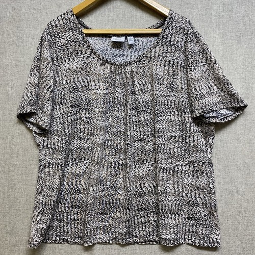 Kim Rogers Damen schwarz beige U-Ausschnitt Pullover Stretch Kurzarm Oberteil Gr. 3X - Bild 6 von 10