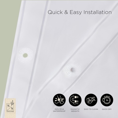 Shower Curtain Liner, Premium Lightweight Durable Waterproof 4g PEVA for Bath... - Picture 6 of 8