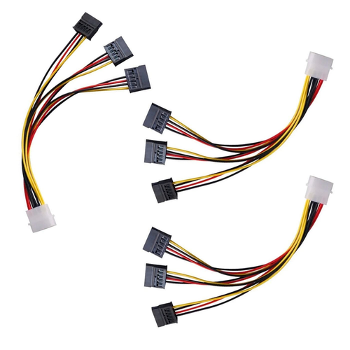 3 Pack 4Pin Molex to 3X Sata 15Pin Splitter Connector Power Supply Cable Adapter - Picture 11 of 12