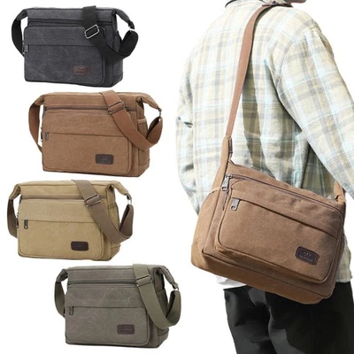 Satchel Handbag Gifts Men Canvas Crossbody Messenger Bag Shoulder Travel Durable