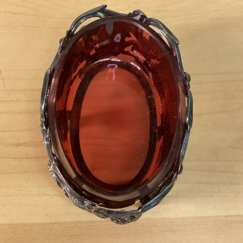 Antike Cranberry Kunst Glas gefasst Meister Tafel Salz - Bild 5 von 8