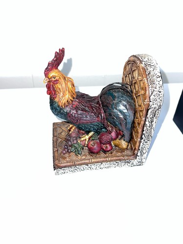 2 Vintage Keramik Hahn Buchstützen handbemalt schwer Set - Bild 7 von 14