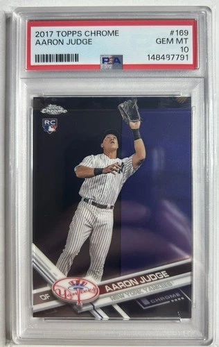 2017 TOPPS CHROME #169 AARON JUDGE PSA 10 🔥🔥 ROOKIE CARD!
