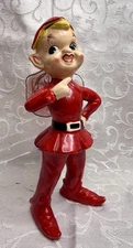 Vintage 1957 Kreiss Pixie Elf Wings Anthromorphic Kitsch Whimsical Red