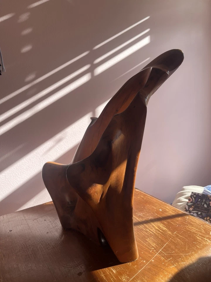 Escultura de madera abstracta MCM moderna de mediados de siglo de 1960 firmada por Lorenzo Foto 4 de 4