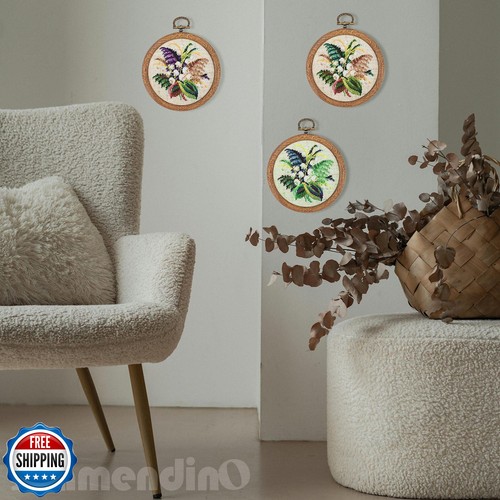 Framendino, 15 Pack Round Mini Embroidery Hoops 4 Inch Imitated Wood Display - Picture 3 of 5