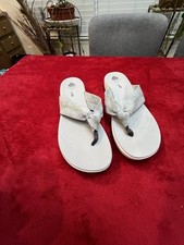 Clarks Cloudsteppers Arla Glison Gray Knit Thong Flip Flop Wedge Sandals Size 9M
