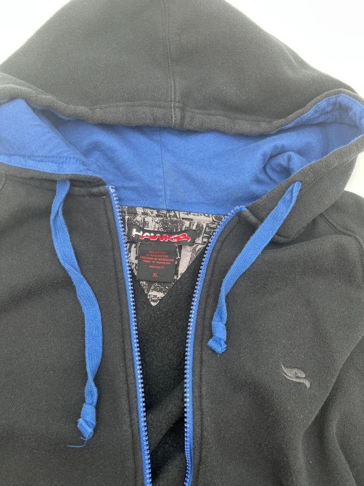 Sudadera con Capucha Hawk Cremallera Para Hombres XL Negra Azul Polar Sudadera con Capucha Cremallera Completa Chaqueta Foto 4 de 4