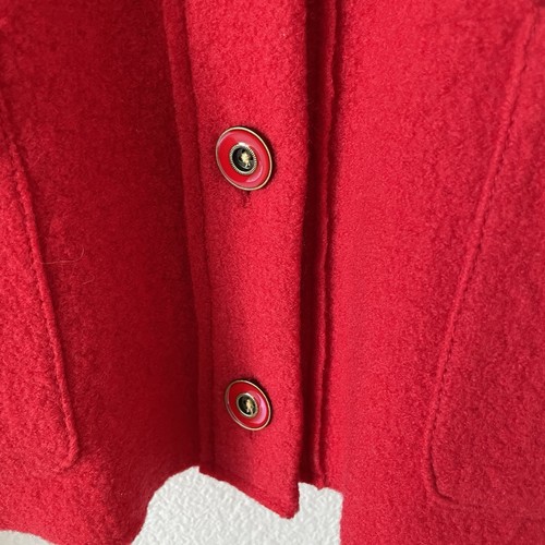 J. Crew Lady Jacket Italian Boiled Wool Size 8 Red Gold Buttons Patch Pockets - Picture 4 of 7