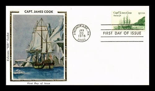 DR JIM STAMPS US COVER CAPTAIN JAMES COOK HAWAII FDC COLORANO SILK CACHET