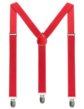 Solid Color Mens Suspender with 3 Strong Clips Adjustable Braces