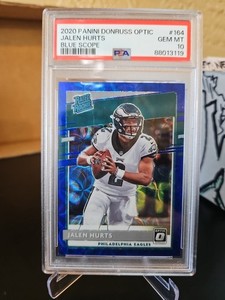 2020 Panini Donruss Optic Jalen Hurts Blue Scope PSA 10 Rated Rookie 🦅SB MVP🦅