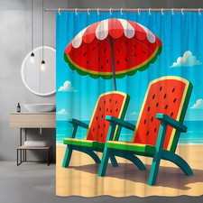 Watermelon Beach Shower Curtain - Fun Tropical Decor