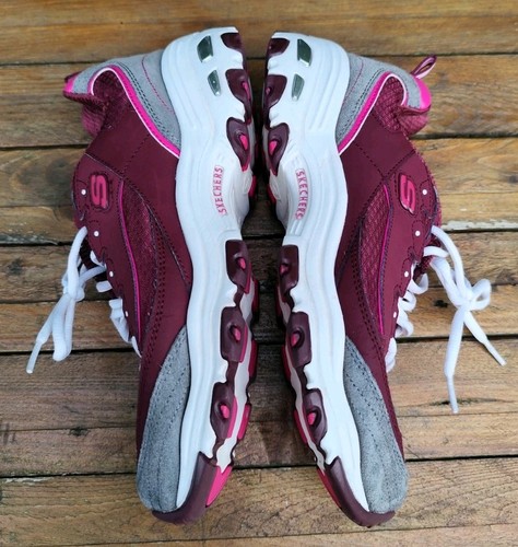 sketchers dlites memory foam trainers size 7 eur 40 burgundy grey vgc funky - Picture 13 of 14