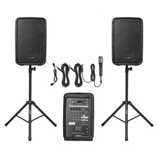 2 X 8 in Speakers Portable PA System 300W Mixer Bluetooth Mic for DJ Party