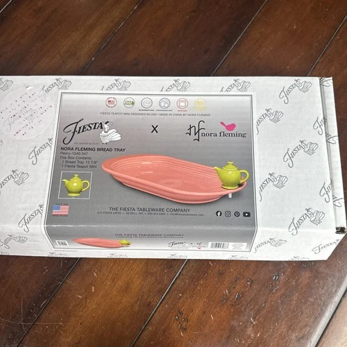 Fiestaware Nora Fleming Bread Tray With Lemongrass Mini Teapot Peony 1540 Fiesta