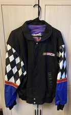 Vintage 90s JH Design Jeff Hamilton Team NASCAR Leather Black Jacket Adult L