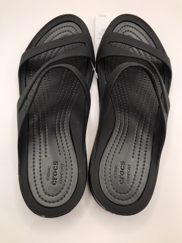 WOMEN'S CROCS BLACK/BLACK SWIFTWATER BEACH/POOL FLIP FLOP SANDAL SIZE 8 NWT - Picture 3 of 7