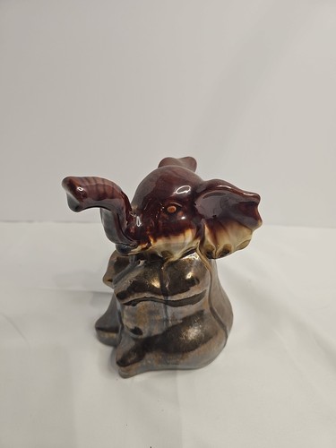 Apropos Elephant Ceramic Statue Trunk Up Good Luck Metallic Glaze 6.5" - Picture 3 of 4