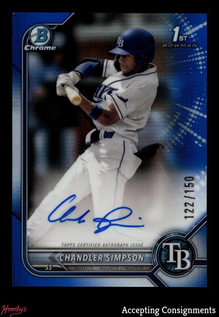 2022 Bowman Chrome Draft Blue Refractor Chandler Simpson 1st ROOKIE AUTO 122/150