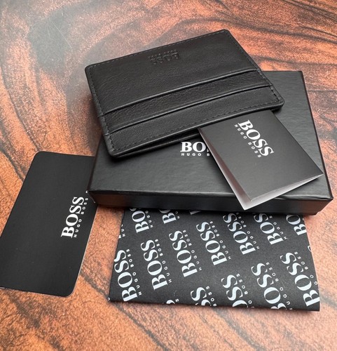 HUGO BOSS 6 Slot Black Leather Card Holder - Picture 10 of 11