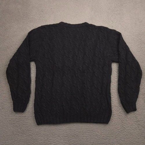Woolrich Men’s Sweater XL Black Cable Knit Crew Lambswool Silk Blend - Picture 7 of 7