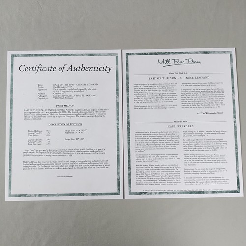 Carl Brenders East of the Sun Chinese Leopard S/N Lithograph #138/950 w/COA - Picture 6 of 13