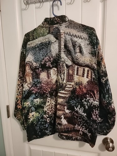 Vintage 90s Sugar Street Weavers Tapestry Blanket Button Jacket USA Made (BRC) - Picture 7 of 13