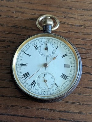 Minerva Chronograph Taschenuhr, gebläutes Gehäuse zum Restaurieren, gute Unruh #S287
