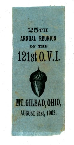G.A.R. - Grand Army of the Republic – GAR 121 Ohio Infantry Ribbon 1903