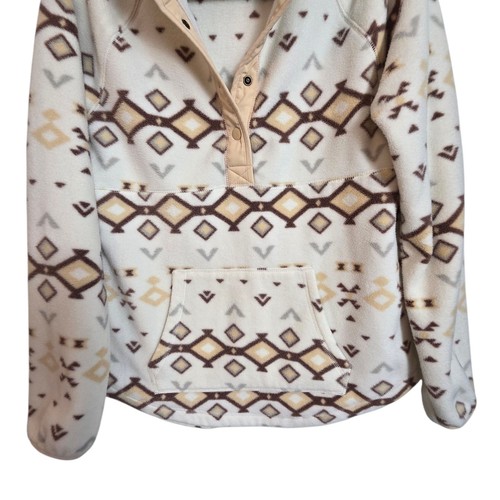 Pullover Sonoma polar estampado azteca beige marrón cuarto a presión pequeño - Imagen 3 de 13