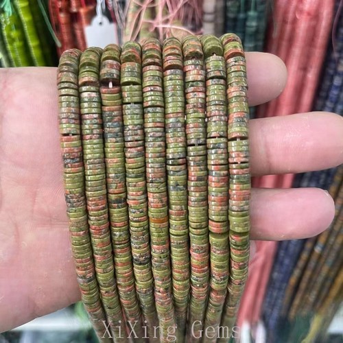 1x6 mm Natürlicher Unakit Jaspis Heishi Scheibe Zwischenring Perlen für Schmuck Herstellung Zum Selbermachen - Bild 3 von 6