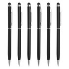 6pcs Metal Stylus Pen Ballpoint Pen 2 in 1 Ink Pen with Stylus Tips Black