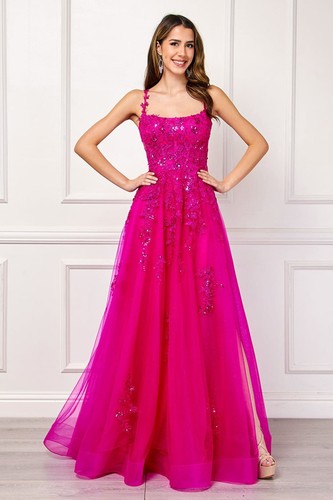 Vestido largo de noche con cuello redondo bordado de Amelia Couture 4044 - Imagen 12 de 21