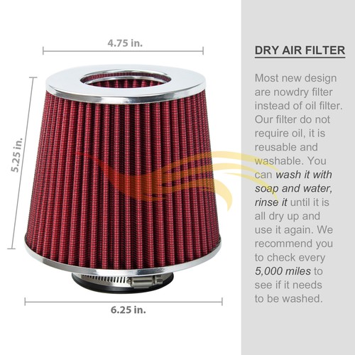 Short Ram Air Intake Kit + RED Filter for 95-00 Ford Contour 2.5L V6 - Foto 7 di 8