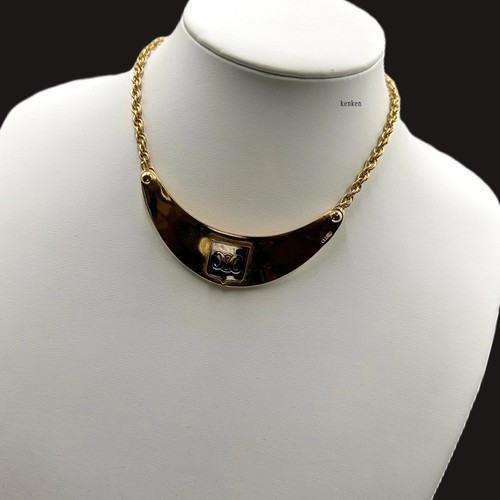 CELINE Collar Colgante Gargantilla AUTÉNTICO Logo Raro Vintage Oro Kenkenjp Luna Cadena - Imagen 9 de 18