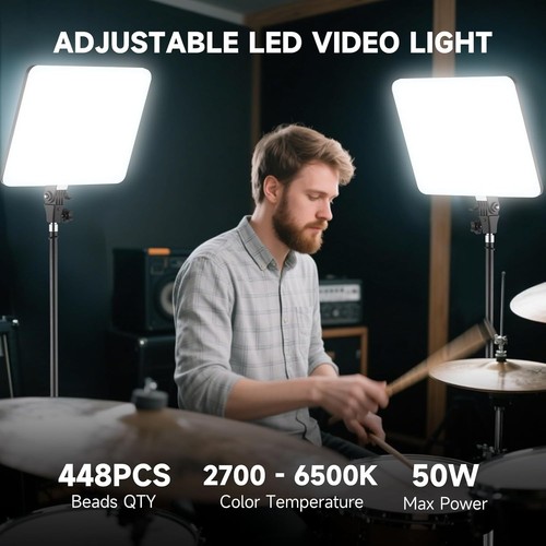 2-Pack 14" LED Video Light Panels with 71" Tripods, Studio Lighting Kit 50W - Picture 3 of 8