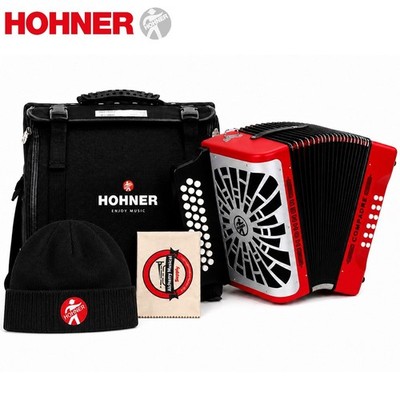 Hohner Compadre EAD Mi 31 Button Accordion Red With Bag, Straps and Beanie