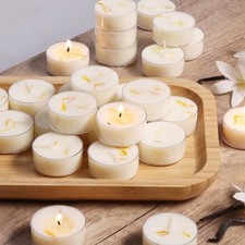 Vanilla Scented Tealight Candles, 48 Pack- Extended 4-5h 48 Count, White