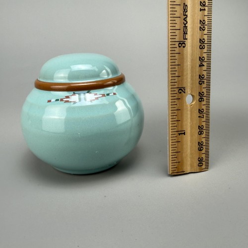 Noritake Japan Salz Pfefferstreuer Set Aqua Blau Keramik Rund Southwestern Rand - Bild 10 von 10