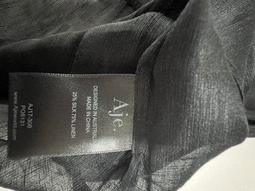 Aje Sheer Blouse In Black Size OSFA with Gold Buttons - Picture 8 of 9
