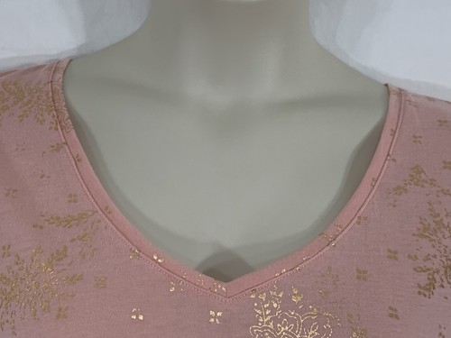 Catherines PLUS 5X 34W 36W Pink & Gold Pullover Short Slv Shirt Blouse Top - Picture 5 of 13