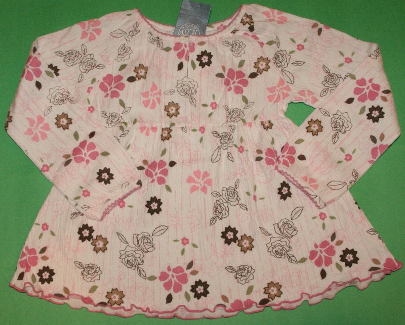 4 NWT Pumpkin Patch COUNTRY ESTATE White Pink Floral Peasant TOP Shirt Girls 