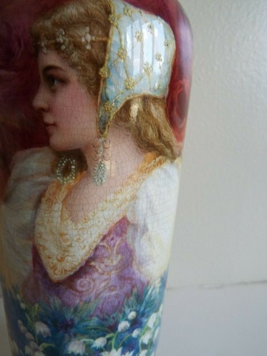 ÖSTERREICHISCHE ODER DEUTSCHE HANDBEMALTE PORTRAIT VASE UM 1880-1900 - Bild 2 von 9