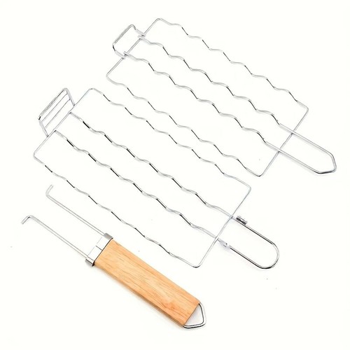 Wood Handle BBQ Sausage Grilling Basket for Safe and Comfortable Grilling - Picture 10 of 12
