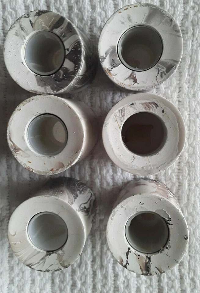 Lote de 7 Candelabros Imitación Mármol Acuarela Abstracto Remolino Estampado Resina Foto 3 de 4